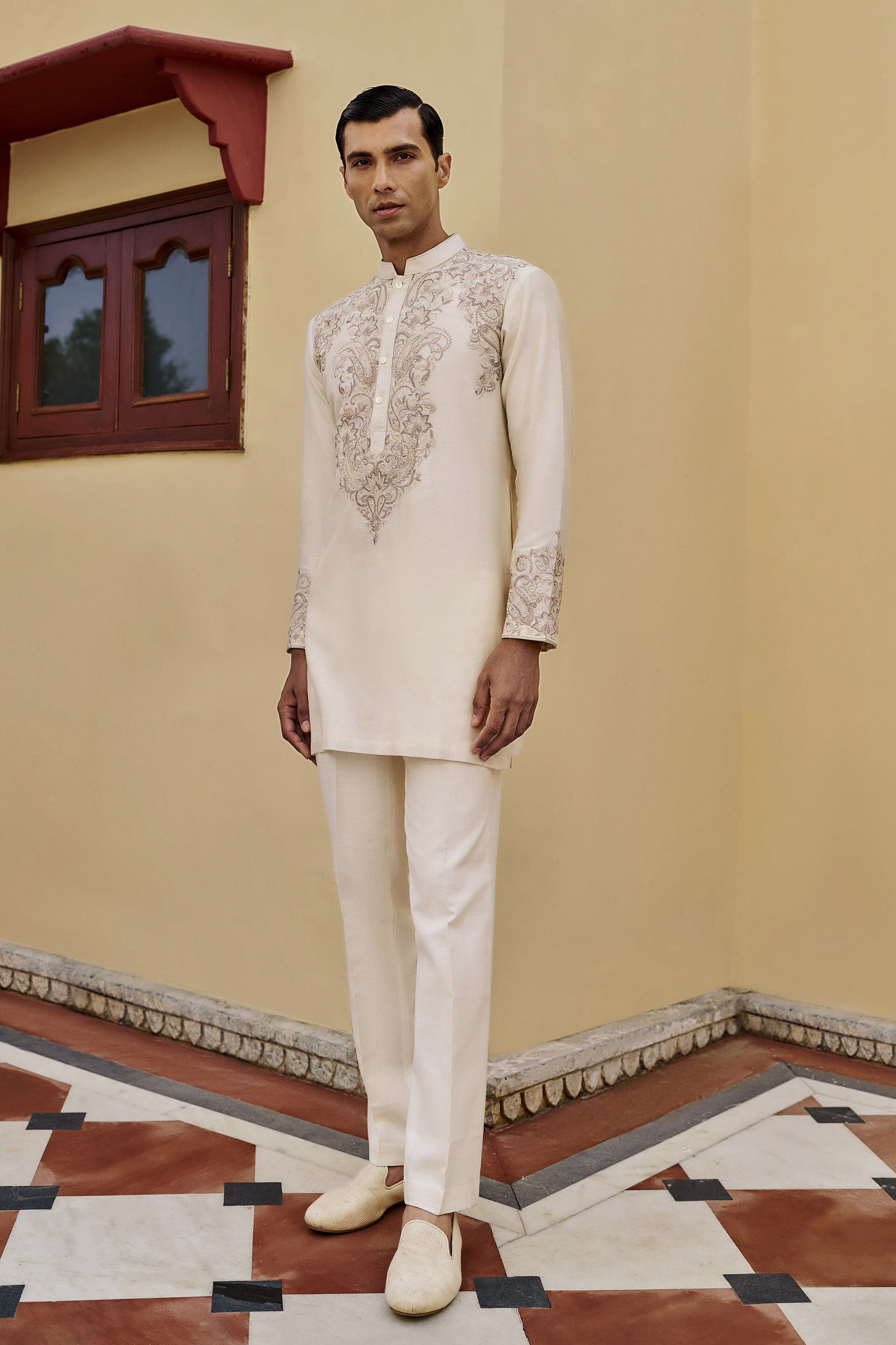 Forever Embroidered Mul Kurta - Off White